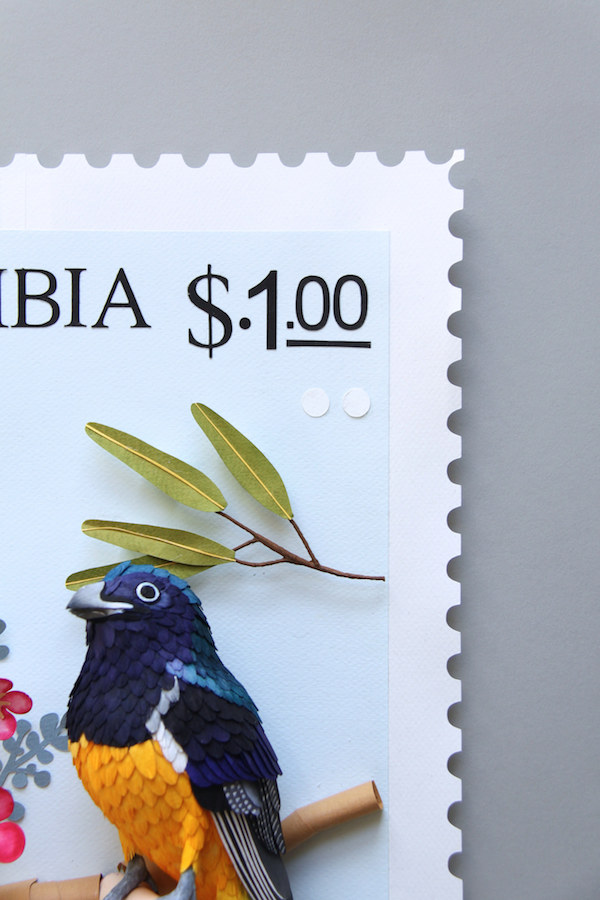 New Paper Bird Sculptures Juxtaposed With International Stamps by Diana  Beltran Herrera — Colossal